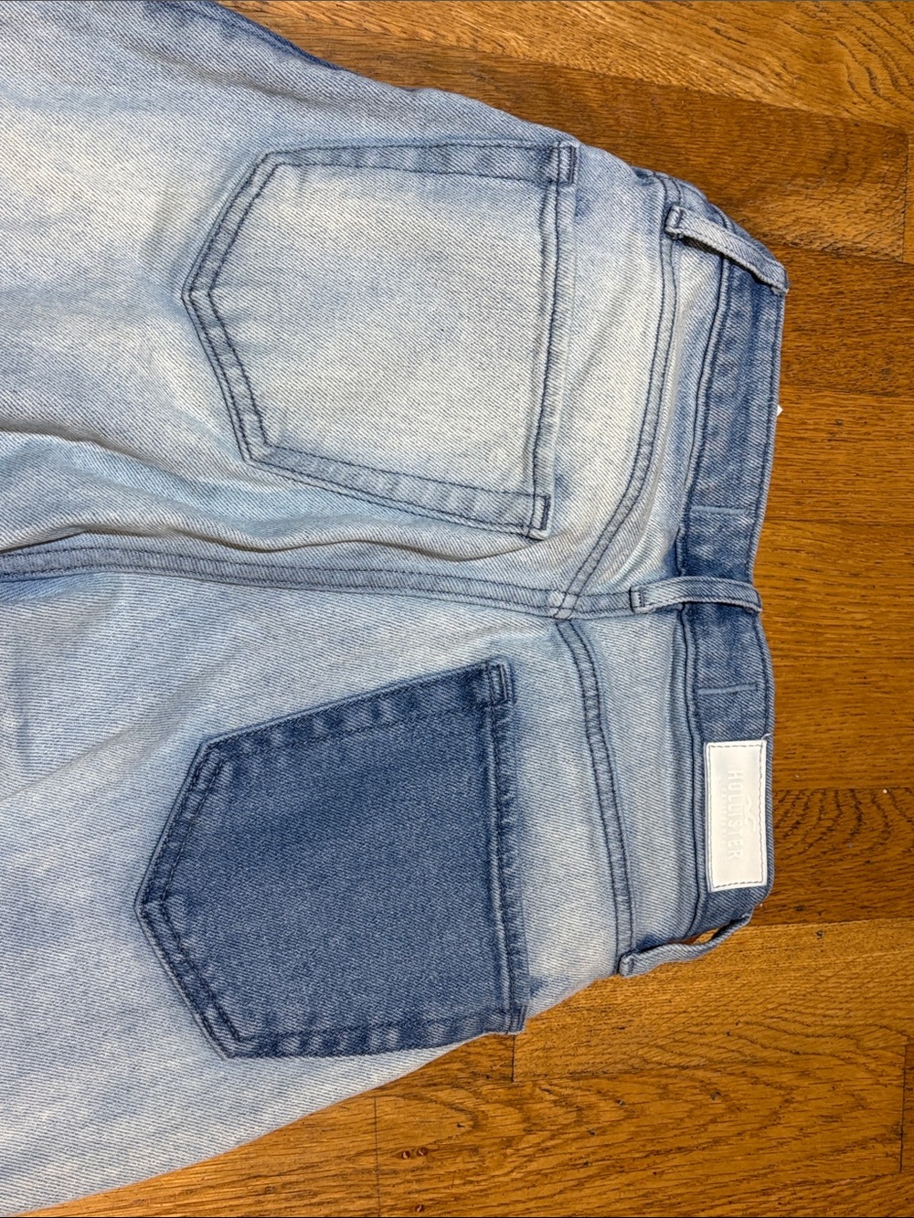 Hollister Two-Tone Patchwork Light & Dark Blue Wide Leg Jeans-24x31 - Picture 5 of 7